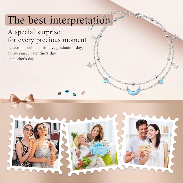S925 Sterling Silver Ankle Bracelets Butterfly/Evil Eye/Anchor/infinity/Beach Anklet for Women Opal Moonstone Foot Chain Beach Jewelry