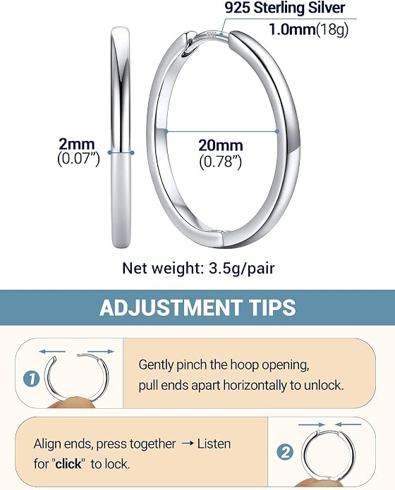 PROSTEEL Hoop Earrings for Women, Huggie Hoop with 925 Sterling Silver Post, 8/10/12/14/16/18/20mm Small Huggie Hoops, 14K Gold Plated/Silver/Black/Rose Gold Hypoallergenic Earrings Jewelry