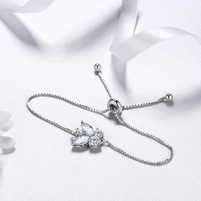 Aurora Tears Butterfly Jewelry,Women 925 Sterling Silver Butterflies Birthstone Pendant Necklace/Earrings/Rings Wedding Gift