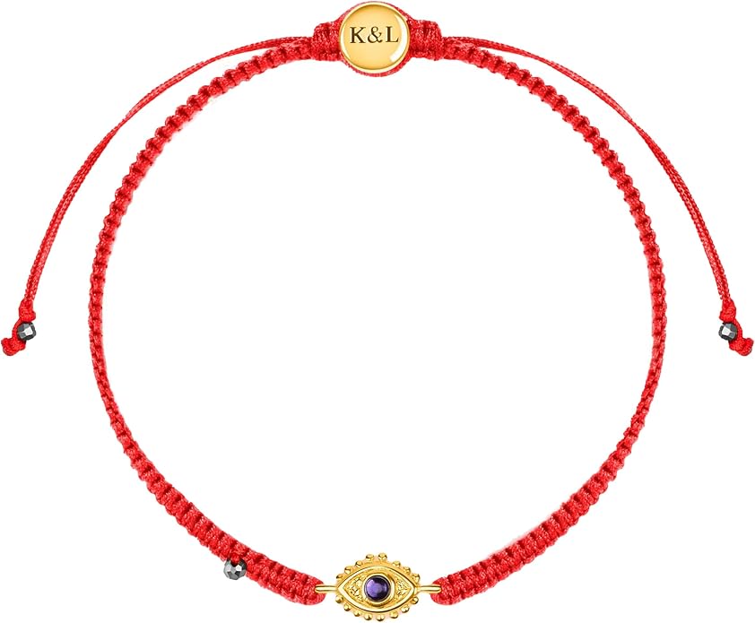 KARMA AND LUCK Powerful Protection, Red String Bracelet & Evil Eye Charm for Women with Genuine Gemstone, Size 5.5"-7.5”