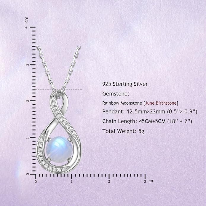 925 Sterling Silver Birthstone Necklace for Women Infinity Necklaces Birthday Anniversary Fine Jewelry Gifts for Mother Women, Adjustable Chain