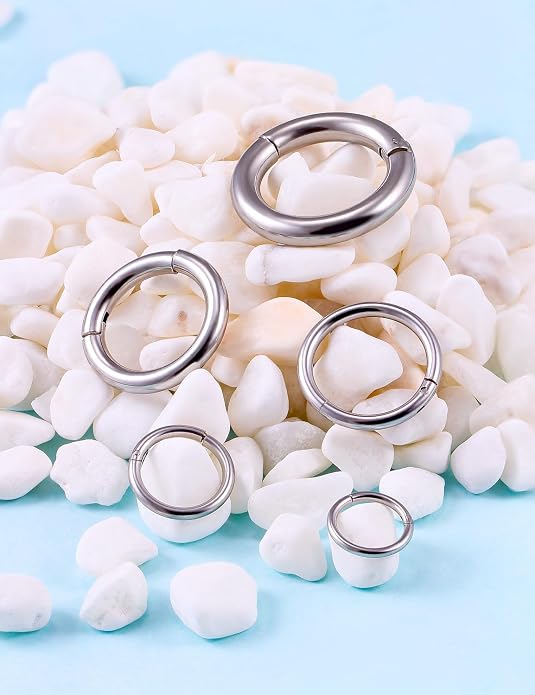 20G-2G Surgical Steel Hinged Clicker Septum Nose Rings Gauges Earrings Seamless Hoops Eyebrow Lip Ring Cliker Helix Tragus Daith Rook Earrings for Women Men