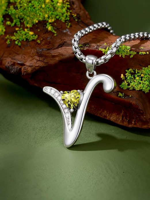 Birthday Gifts for Women Alphabet A to Z Initial Birthstone Pendant Necklaces for Women - 18k White Gold Plated Personalized Name Jewelry Anniversary Graduation Gifts for Wife Her Daughter Girlfriend(with Gift Box)