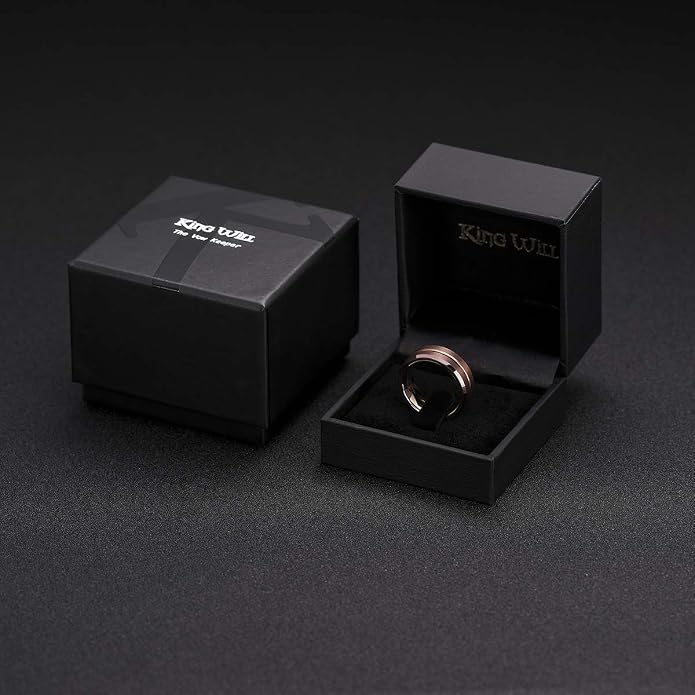 King Will Tungsten Carbide Wedding Band for Men Women-6/8/10mm Width Multicolor Available with Grooved Center Wedding Ring Suitable for Work, Gym Comfort Fit Size 4-16