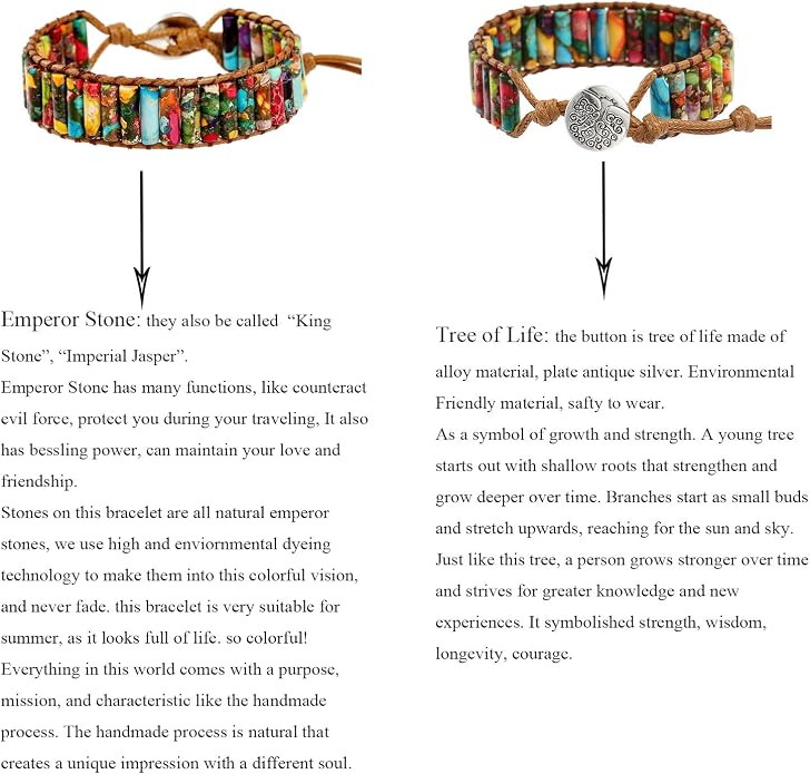 Plumiss Women Boho Handmade Natural Stone Crystal Leather Bead Wrap Bracelets Collection