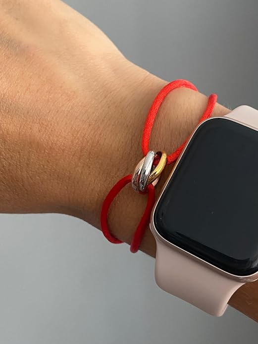 Joy-D 3 Rings Bracelet - String Bracelet with 3 Colors Rings, Adjustable Cord, High Quality Women&Men Bracelet, Gold Jewelry, Perfect Gift for Her&Him
