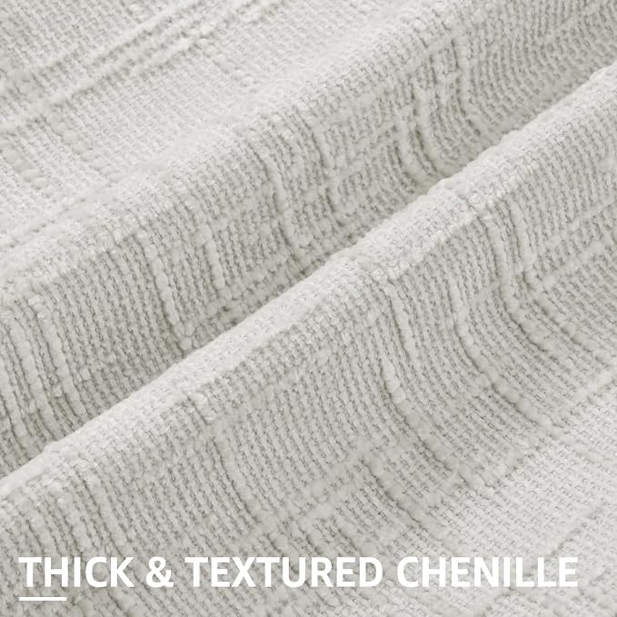 decorUhome Textured Chenille Throw Pillow Covers 12x20 Set of 2 Light Grey | Fall Modern Farmhouse Soft Cozy Slubby Couch Pillow Cases Boho Decorative Pillow Cases for Bed Sofa Living Room Home Decor