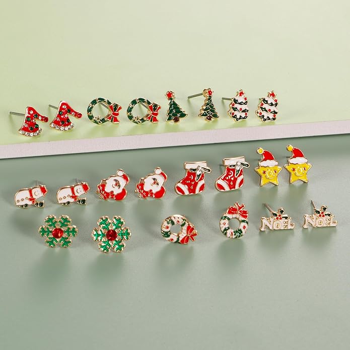 33 Pairs Stainless Steel Cartoon Earrings for Girls - Hypoallergenic Colorful Stud Earing Set, Mix & Match Cute Earring for Teens, Kids, Doll Dressup Accessories
