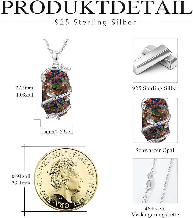 Bar Opal Leaf Necklace For Women S925 Sterling Silver White Opal Pendant with Leaf Charm Bar Pendant Jewelry Gift For Mom Daughter Wife