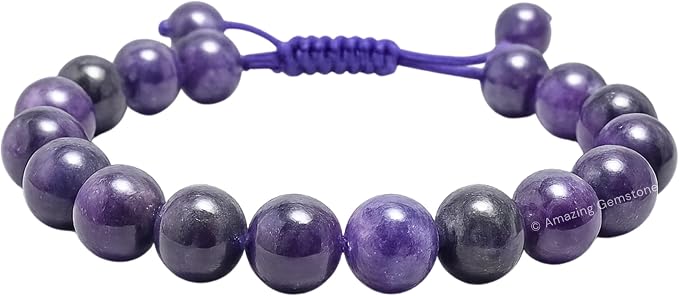 Amazing Gemstone Lepidolite Bracelet for Women Men's Gifts - Protection Healing Crystal Bracelet - 8mm Gemstones Beaded Adjustable Bracelet Pulseras para Hombres Mujer Stocking Stuffers