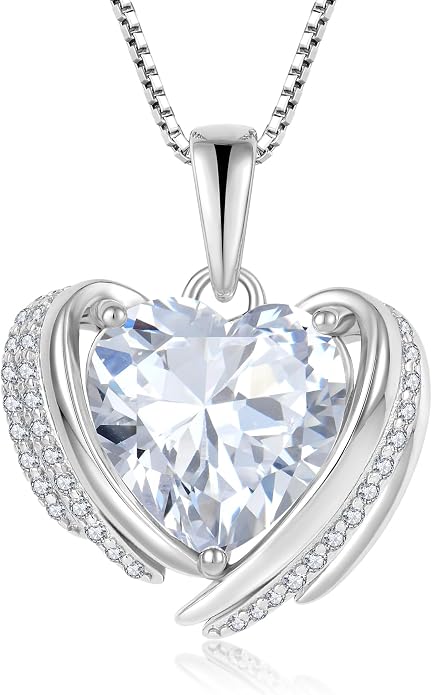 Birthstone Heart Necklace for Women, Infinity Love Heart Birthstone Crystal Charm, 925 Sterling Silver Zirconia Necklace for Mother's Day for your mother and jewelry for your beloved ones on anniversaries