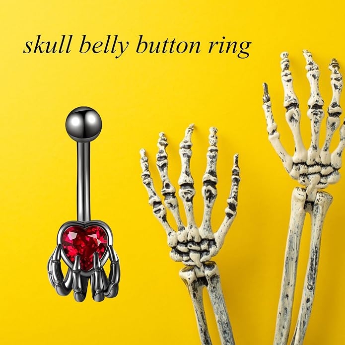 Sun/Skeleton Hand Belly Button Ring S925 Sterling Silver Belly Button Ring Gift For Women Birthday Gift