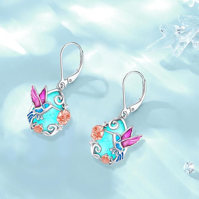 Tree of Life/Cat/Turtle/Butterfly/Flower/Celtic/Turquoise/Moonstone Dangle Earrings for Women Sterling Silver Cute Animals Drop Earrings Jewelry Gifts