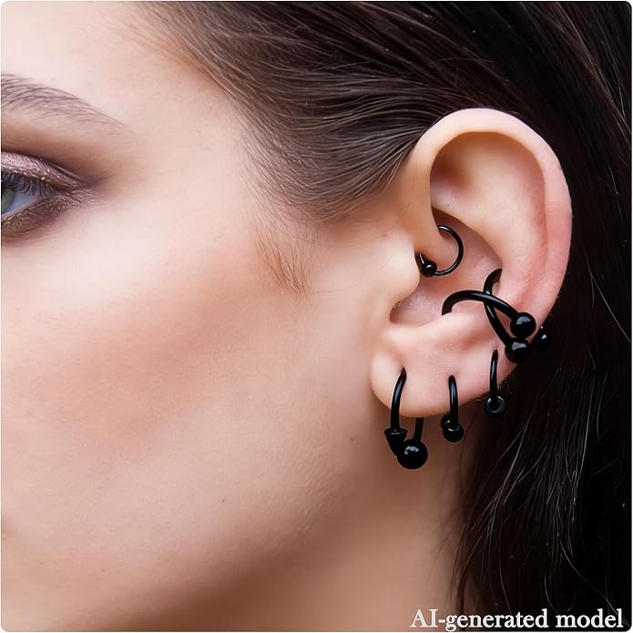 20G-00G Septum Rings Ear Gauges Earrings Stretching Kit 316L Surgical Steel Horseshoe Septum Pa Piercing Jewelry for Women 10mm 12mm 14mm 16mm
