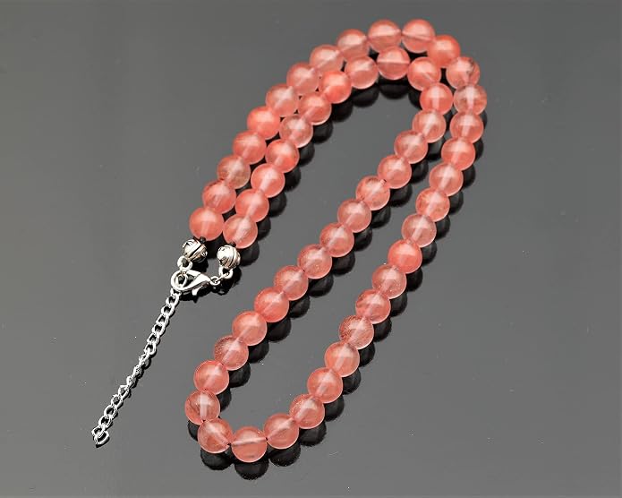 Natural Gemstone Beaded Choker Necklace | 8mm Handmade Adjustable Jewelry for Men & Women | Chakra Balancing Crystal Necklace | Spiritual Gift | Macrame Cord with Extender