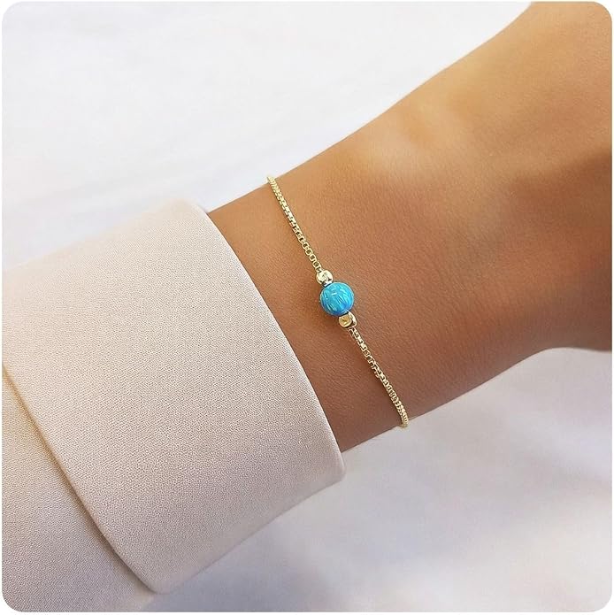 Minimalist Evil Eye Charm Bracelet – Handmade Delicate Good Luck Jewelry for Women – Adjustable 6.5” + 1” Extender