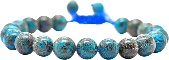 Amazing Gemstone Sea Pattern Bracelet, Gifts for Men & Women - Protection Healing Crystal Bracelet - 8mm Gemstone Beaded Adjustable Bracelet, Pulseras para Hombres Mujer Stocking Stuffers