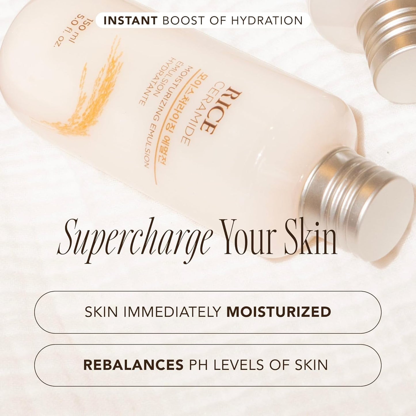 The Face Shop Rice Ceramide Moisturizing Emulsion - Rice Extract - Lightweight Face Moisturizer - Brightening - Hydrating Targets Dryness - Strengthens Skin Barrier - Face Lotion - Korean Skin Care