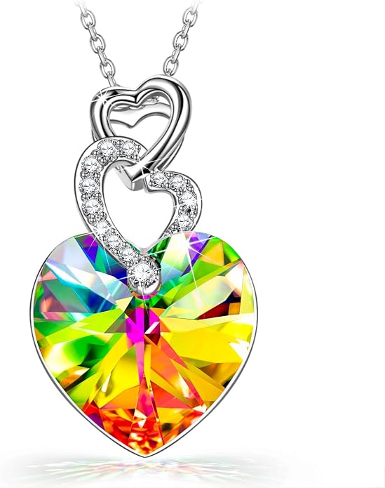 14K White Gold Plated Heart Crystal Necklace for Women, Gift Packaging Included for Your Special Her, Hypoallergenic for Sensitive Skin
