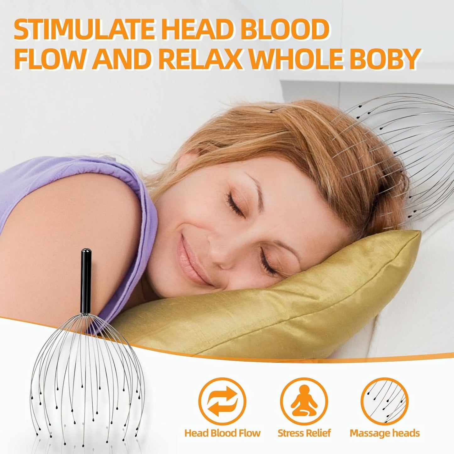 YEZY Head Massager 28 Fingers Head Scratcher Scalp Massager, Back Scratcher, Stocking Stuffers for Scalp Massage Back Massage (Black)