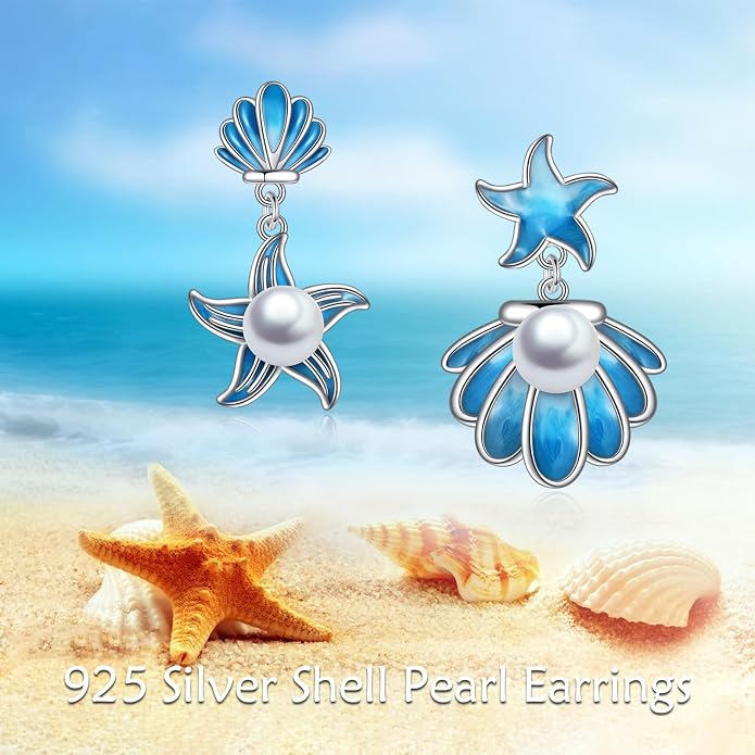 Beach Starfish Earrings for Women Sterling Silver Starfish Jewelry Gifts
