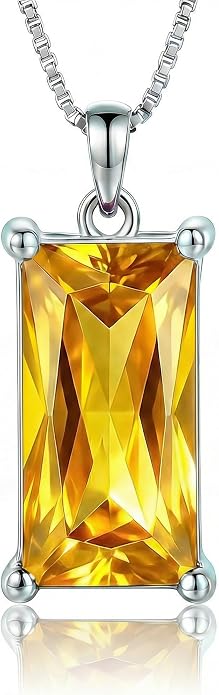 8mm x 16mm Square Birthstone Pendant Necklace – Fashion charming Sterling Silver Gift for women