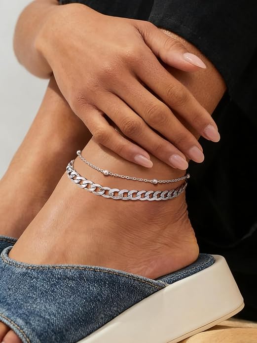 PROSTEEL Gold/Silver Anklets for Women Waterproof, 14K Gold Plated Ankle Bracelet Non Tarnish, Jewelry Gifts Adjustable