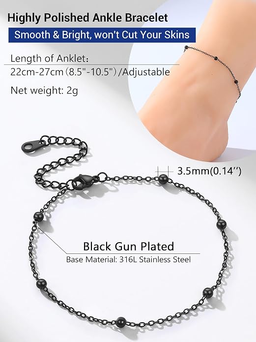 PROSTEEL Gold/Silver Anklets for Women Waterproof, 14K Gold Plated Ankle Bracelet Non Tarnish, Jewelry Gifts Adjustable