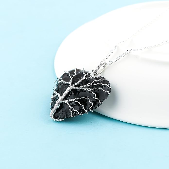 Silver Plated Wire Wrapped Pendant Necklace, Sea Glass Stones, Handmade Jewelry, Healing Crystals, Hammered Pendant, Birthday Gift for Women, Adjustable Chain 16+2inch