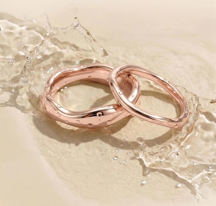 Gold Rings for Women Men Non Tarnish, Waterproof Chunky 14K Gold Plated Dainty Stackable Rings Trendy Statement Pinky Thumb Rings Engagement Eternity Wedding Band Ring Stacking Gold Jewelry Size 3 4 5 6 7 8 9 10 11