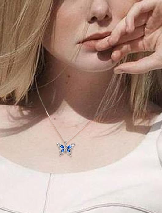 Butterfly Necklace 925 Sterling Silver Celtic Knot Pendant Teardrop Birthstone Twisted Jewelry for Women