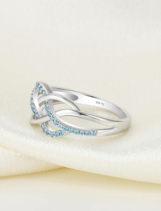 YL Celtic Knot Rings 925 Sterling Silver Twisted Knot Ring Birthstone Infinity Statement Jewelry for Women-size5