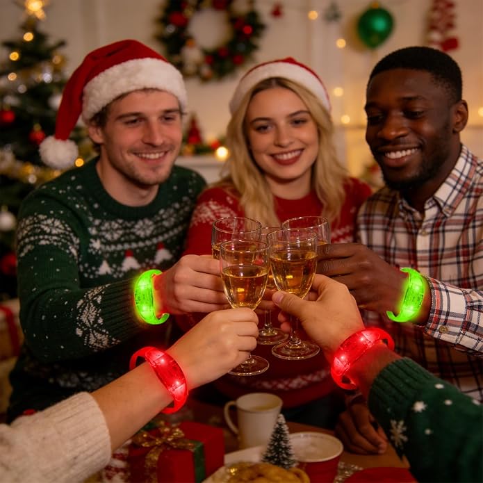 24 Pack Light UP Bracelets Sound Activated Flashing Wristbands Music Control Glow in the Dark Bracelets for Rave Game Prizes Carnival Concerts Night Events Mardi Gras Party Favors