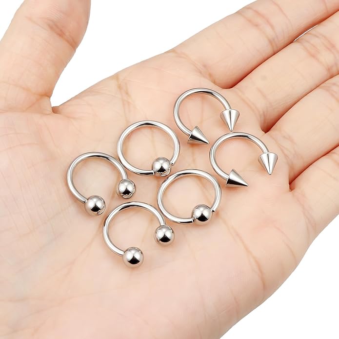 00G 0G 2G 4G 6G 8G 10G 12G 14G 16G Septum Rings Silver Black Surgical Steel Heavy Gauges Earrings Stretching kit Eyebrow Lip Septm Nose Rings Helix Tragus Daith Rook Earrings Hoops 10mm-19mm