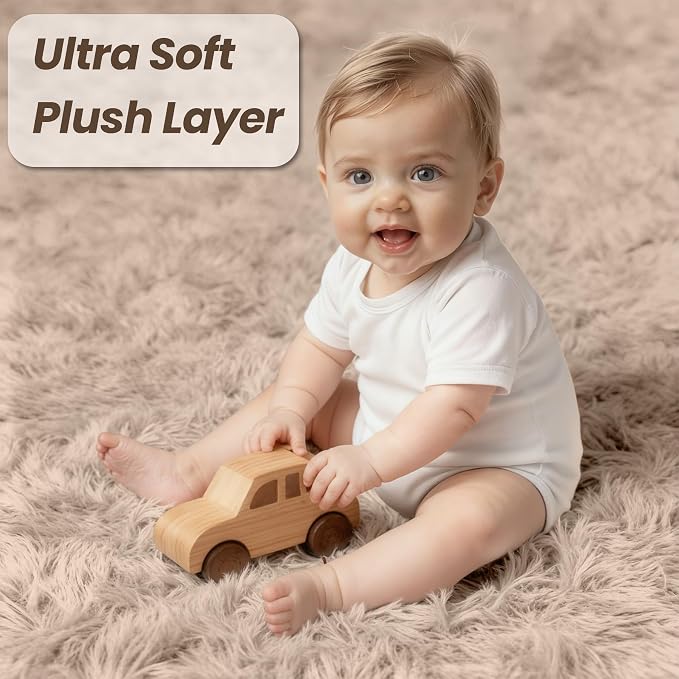 6x9 Area Rug for Living Room, Ultra Soft Fluffy Shag Rugs for Bedroom, Non-Slip Large Fuzzy Plush Rug Indoor Floor Carpet for Nursery Kids Office Dorm Modern Decor, Beige