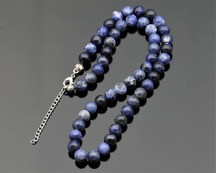 Natural Gemstone Beaded Choker Necklace | 8mm Handmade Adjustable Jewelry for Men & Women | Chakra Balancing Crystal Necklace | Spiritual Gift | Macrame Cord with Extender