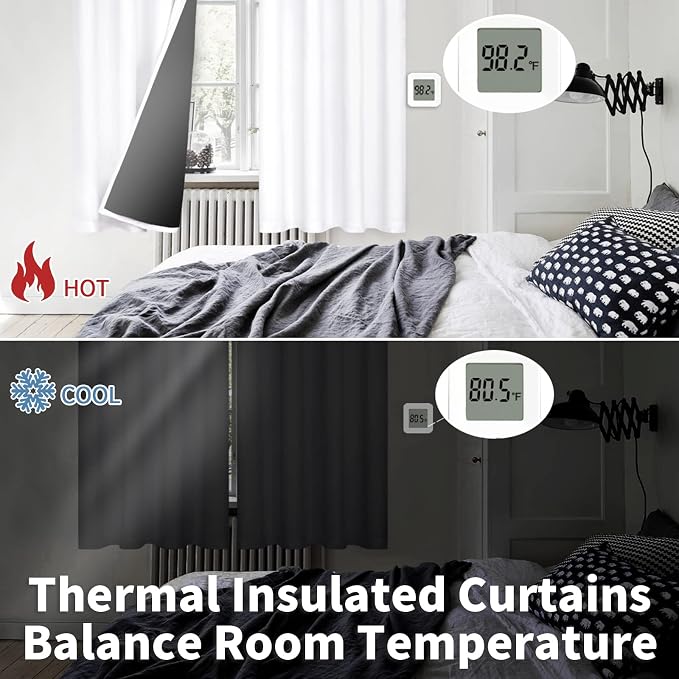 BGment White Blackout Curtains 63 Inch Long - Black Out Curtains for Bedroom Thermal Insulated Curtains for Summer Grommet Total Room Darkening Window Drapes, 2 Panels, 42 x 63 Inch