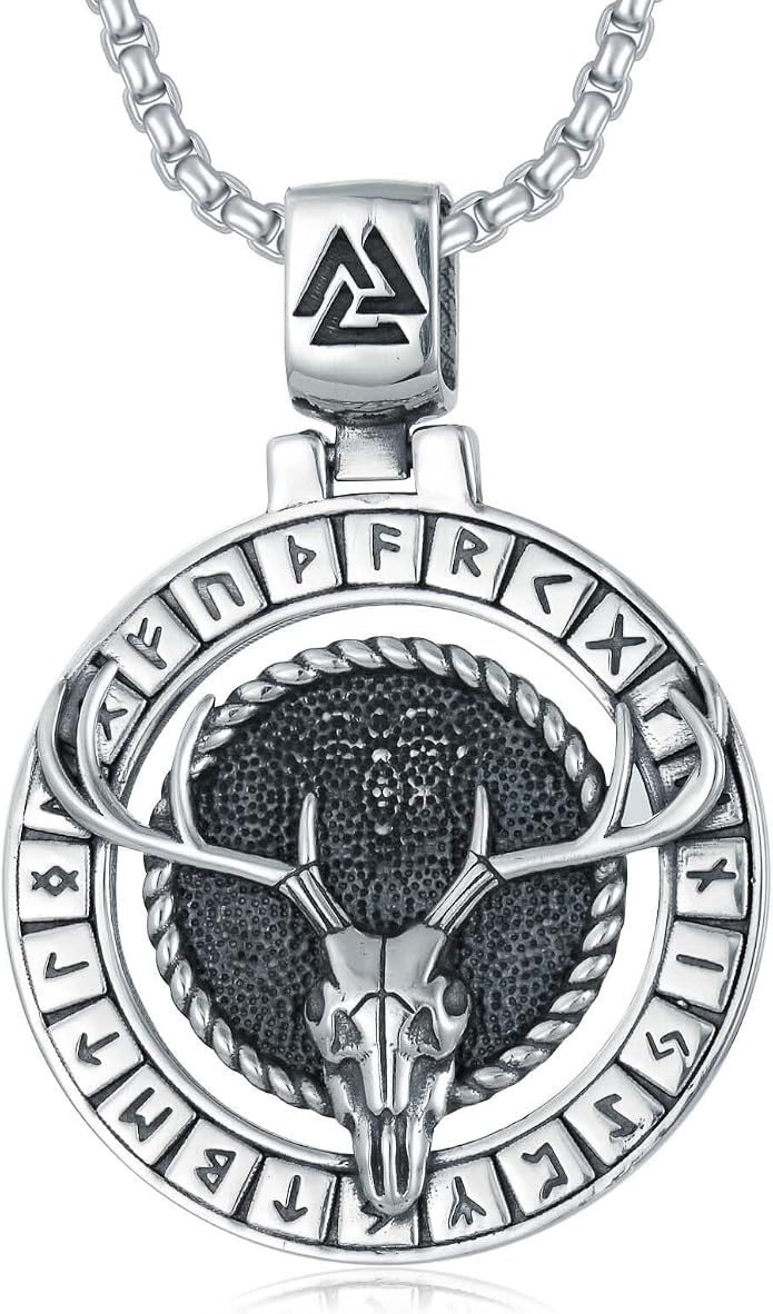 Viking Necklace for Men Women 925 Sterling Silver Norse Jewelry Fathers Mothers Day Anniversary Birthday Gifts for Mom Dad Husband Brother (with Gift Box)