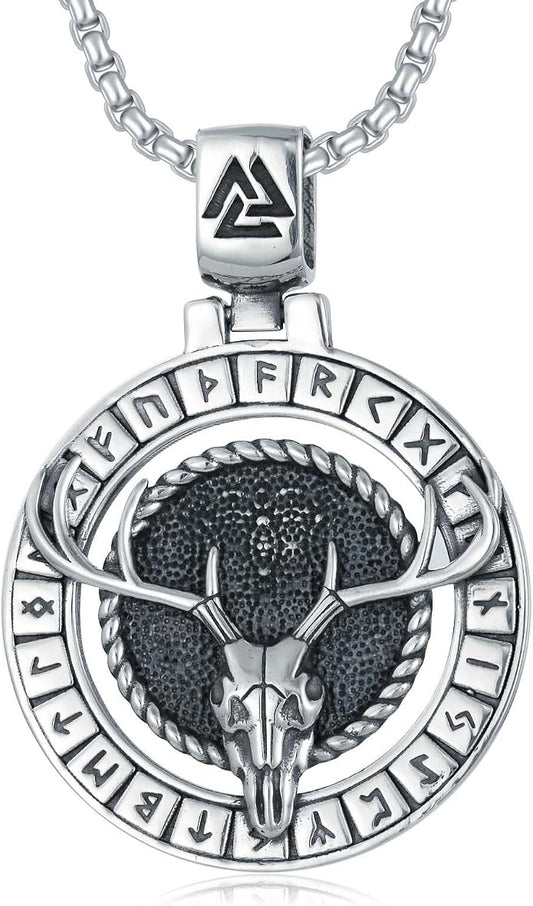 Viking Necklace for Men Women 925 Sterling Silver Norse Jewelry Fathers Mothers Day Anniversary Birthday Gifts for Mom Dad Husband Brother (with Gift Box)