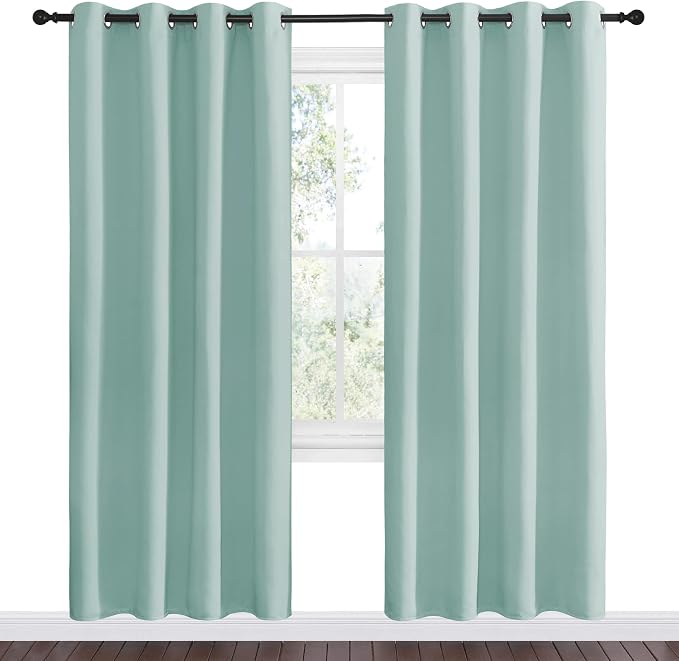 NICETOWN Aqua Blue Blackout Curtains 78" Long for Office, Dining Room, Guest Room, Sound Reducing Heat and Cold Block Curtain Panels for Modern Decorative (55" Wide by 78" Long, 2 Pieces)