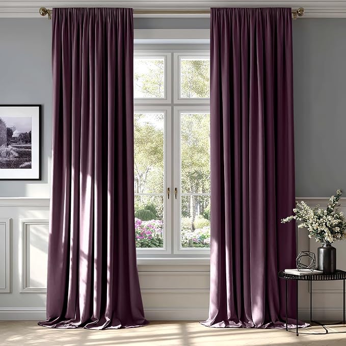 MIULEE Purple Orchid Blackout Velvet Curtains Drapes 96 Inch Long 52"x96" | Luxurious Bedroom Living Room Decor, Room Darkening, Thermal Insulated, Rod Pocket Design, Super Soft Fabric