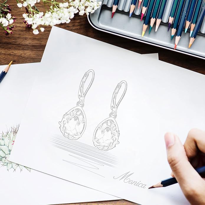 Vito 925 Sterling Silver Teardrop Earrings for Women, Moonstone Turquoise Drop Dangle Earrings Cat Snake Turtle Tree of Life Leverback Earrings Boho Jewelry Gift for Mom Wife