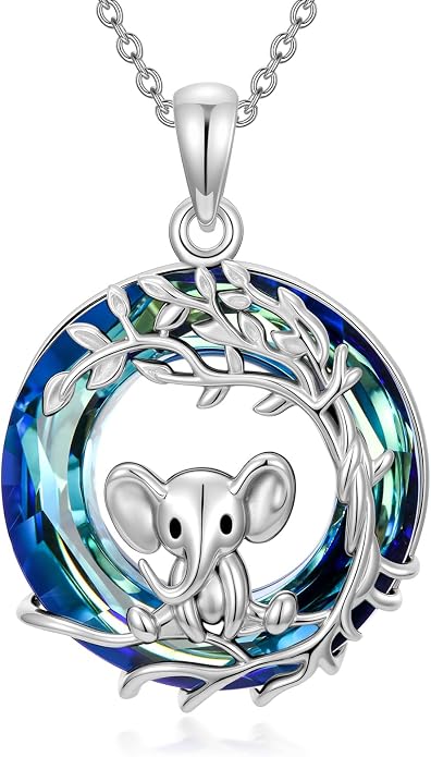 TOUPOP Sterling Silver Tree of Life Hummingbird/Dragonfly/Owl/Panda Necklace Crystal Bird Jewelry Birthday Christmas Valentines Day Gifts for Her Girlfriend Mom