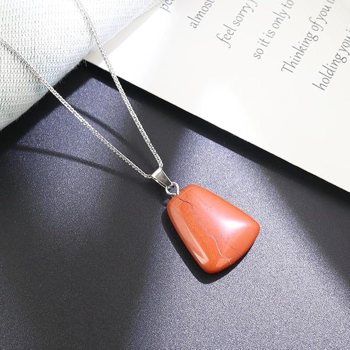 iSTONE 925 Sterling Silver Natural Crytral for Womens Pendant Necklace, Gemstone Birthstone with 17.8" Silver Chain Ladies