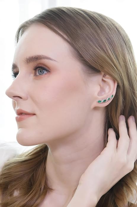 Twist Sterling Silver Ear Climbers & Crawlers - Birthstone & Synthetic Gemstone Earrings for Women