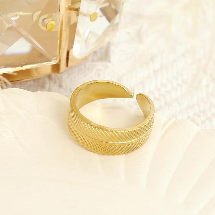Made by Nami Stainless Steel Gold Adjustable Rings for Women Stackable Chunky Gold Rings for Women
