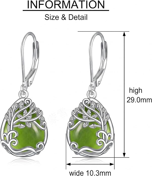 Teardrop Tree of Life/Filigree Earrings for Women Dangle Leverback Earrings Jewelry Gift Anniversary For Her