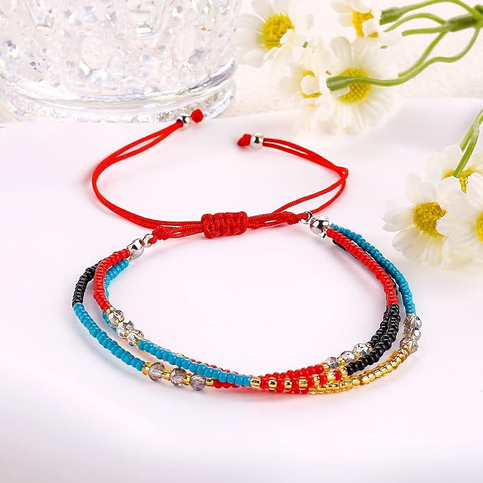 SUMMER LOVE Boho Bohemian Beaded Anklet Bracelets for Women Unique Colorful Pretty Beach Anklet,Handmade