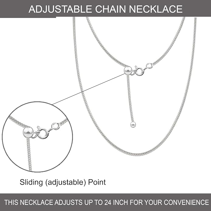 LeCalla 925 Sterling Silver Italian Jewelry Adjustable Chain Necklace, Sliding Bolo Chain Necklace for Women Slider Chain 14 to 24 Inch.