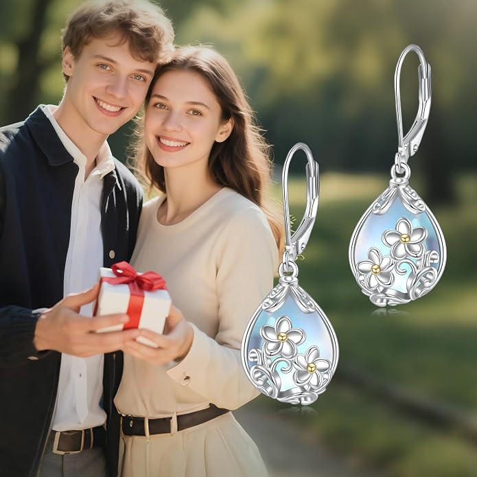 POPLYKE Celtic Filigree Teardrop Drop Dangle Earrings Sterling Silver Leverback Earrings Jewelry for Women